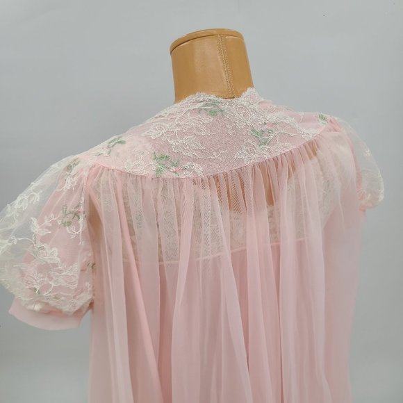 Vintage Linda Underlovelies Chiffon Babydoll Night Gown and Robe - Picture 5 of 14